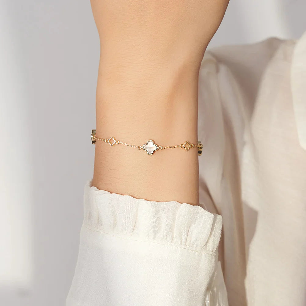 925 Silver Four Flowers Clover Luxury Hollow Clover Chain Necklace Banquet Party Gift Neck Jewelry Accessories GMN61