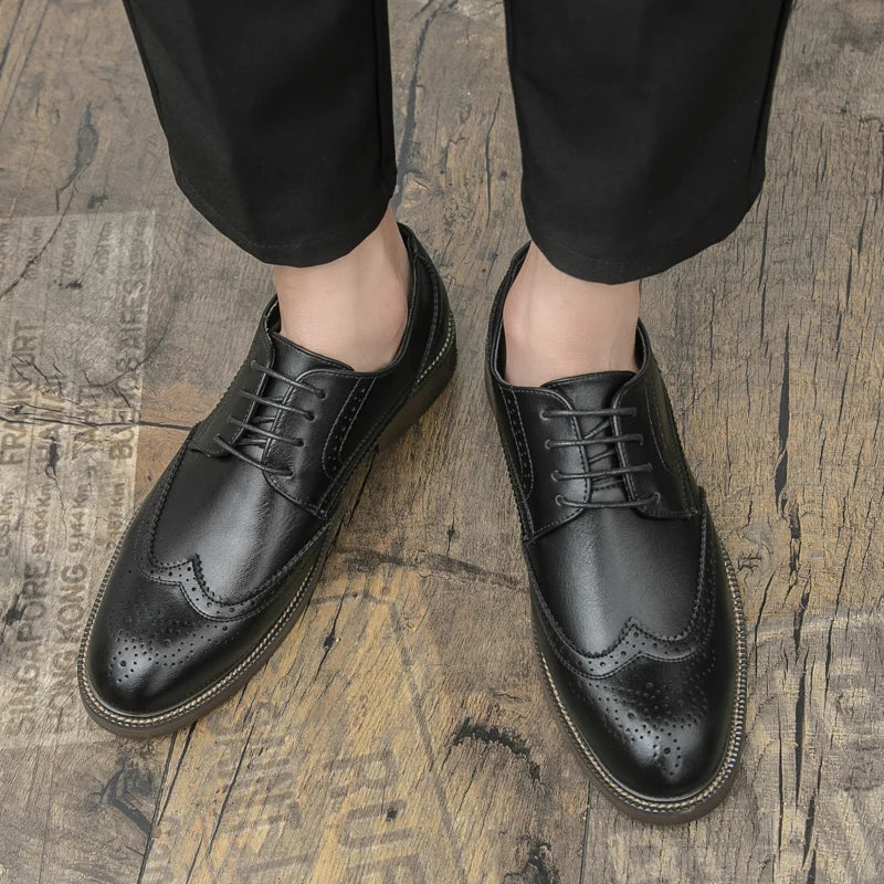 Handmade Mens Wingtip Oxford Shoes Grey Leather Brogue Men's Dress Shoes Classic Business Formal Shoe for Men Chaussure Hommes