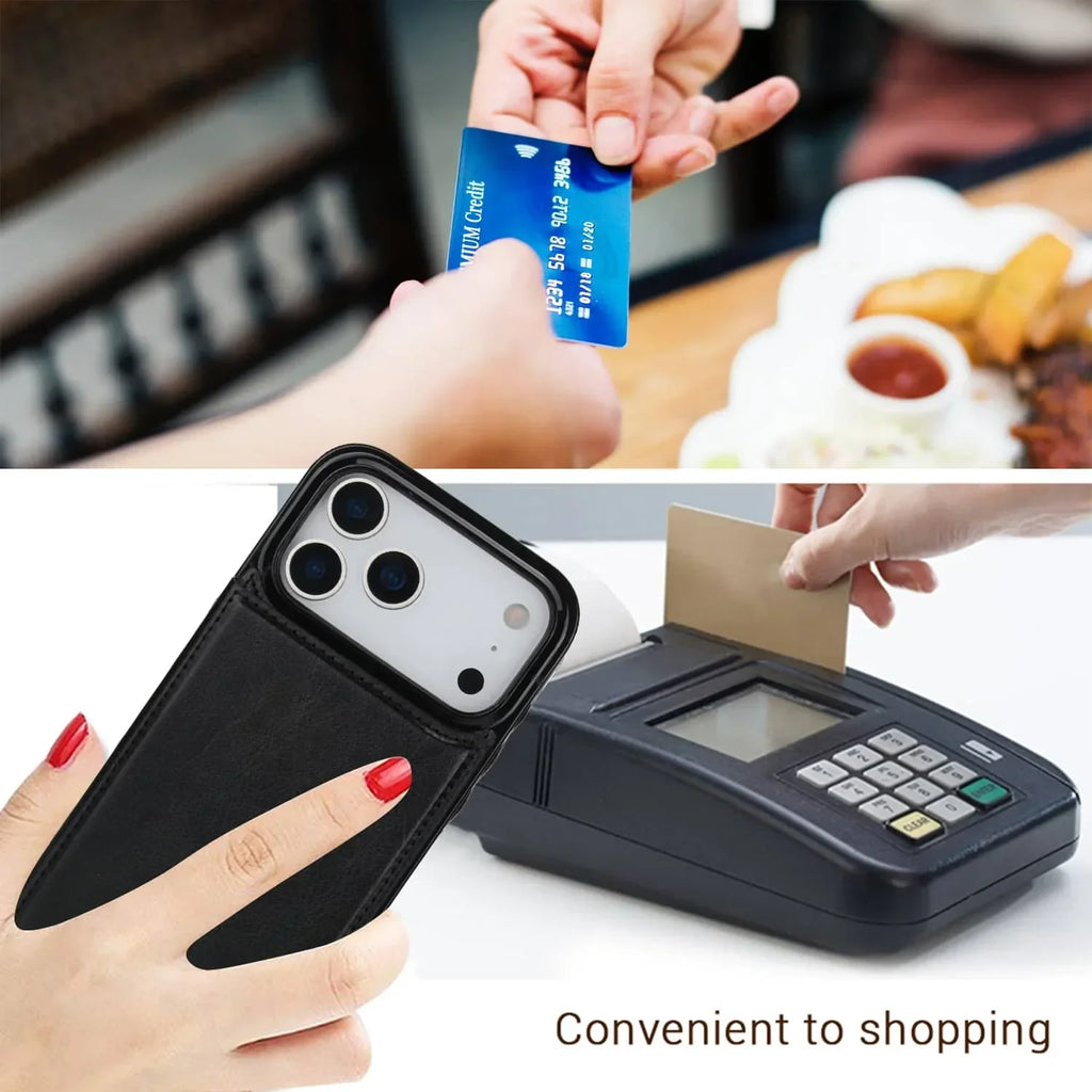 For iPhone 17/Air/17 Pro/17 Pro Max Wallet Case With Card Holder,PU Faux Leather Kickstand Card Slots Case,Double Magnetic Clasp