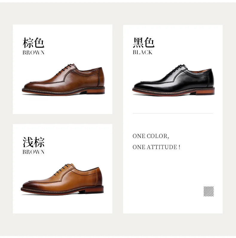 Dress Shoes Men Italian Style Genuine Leather Men's Wedding Shoes Lace Up Formal Gentleman Shoes Party Office High Heel