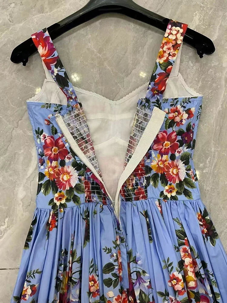 2026 New Women's Dress Sexy Spaghetti Strap Backless Fashion Print Cotton Casual Holiday Dresses