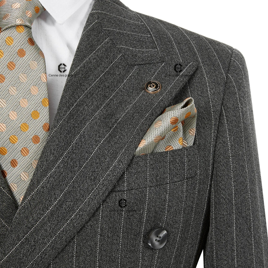 2024 New Double-Breasted Stripe Suits for Men Slim Fit 2 Piece Set Blazer Pants Office Smart Casual Wedding