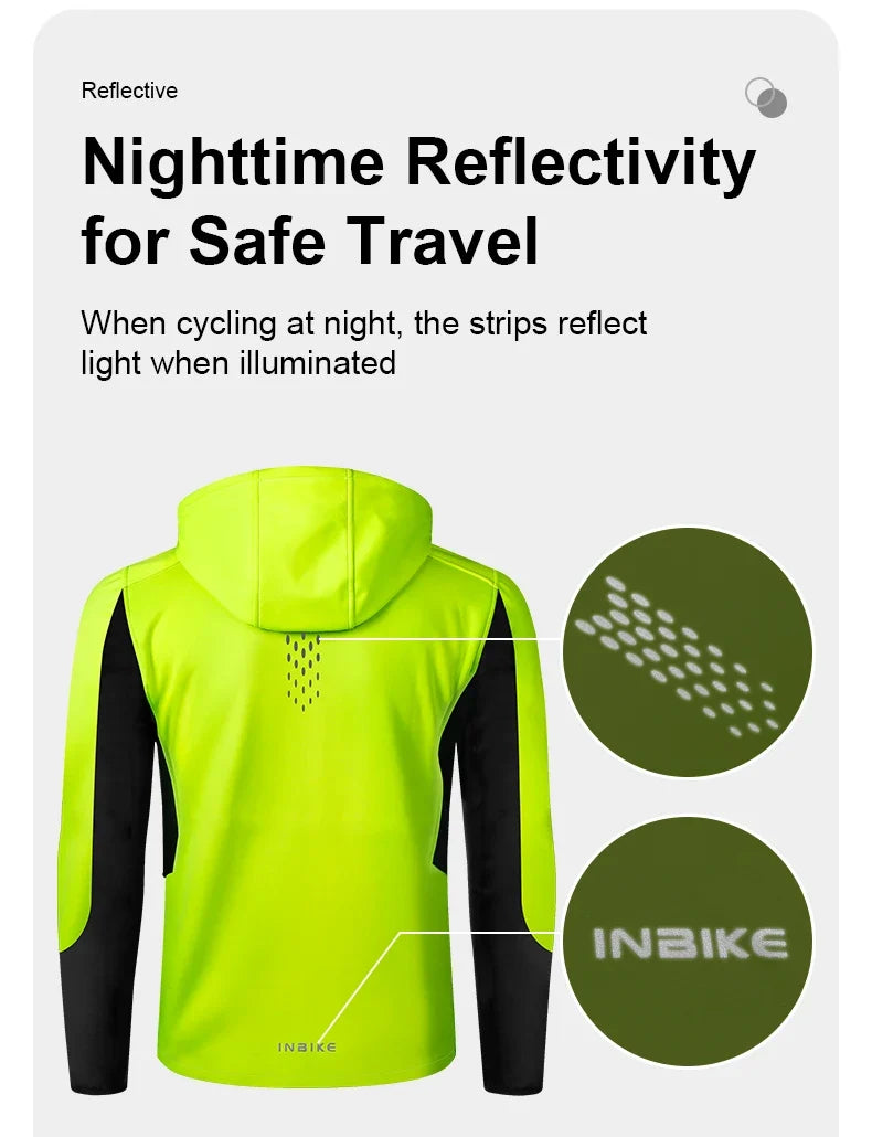 Winter Cycling Jackets Man Warm Thermal Windbreaker for Men Hooded MTB Bike Jackets for Riding Windproof Bicycle Clothing