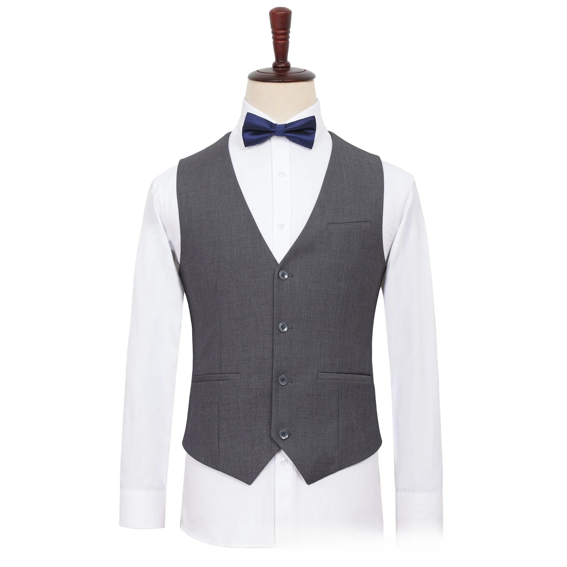 Plus Size Man Suit Set Solid Color Single Breasted Jacket Vest Pants For Host Groom Groomsmen Grey Black Navy 3-Piece Suit Set