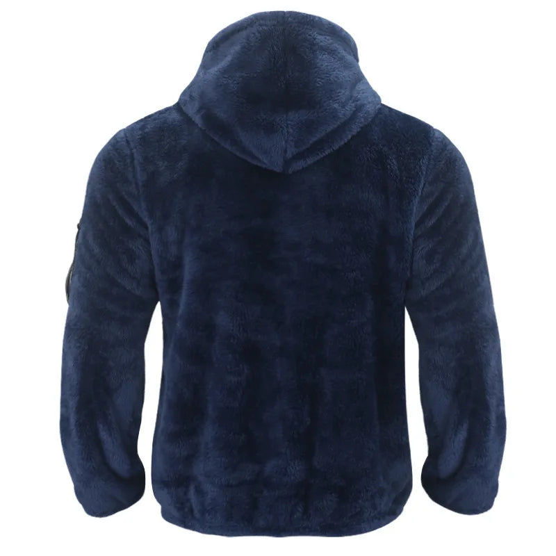 Men's Autumn and Winter Double-Sided Fleece Warm Jacket  Loose Hooded Casual Jacket