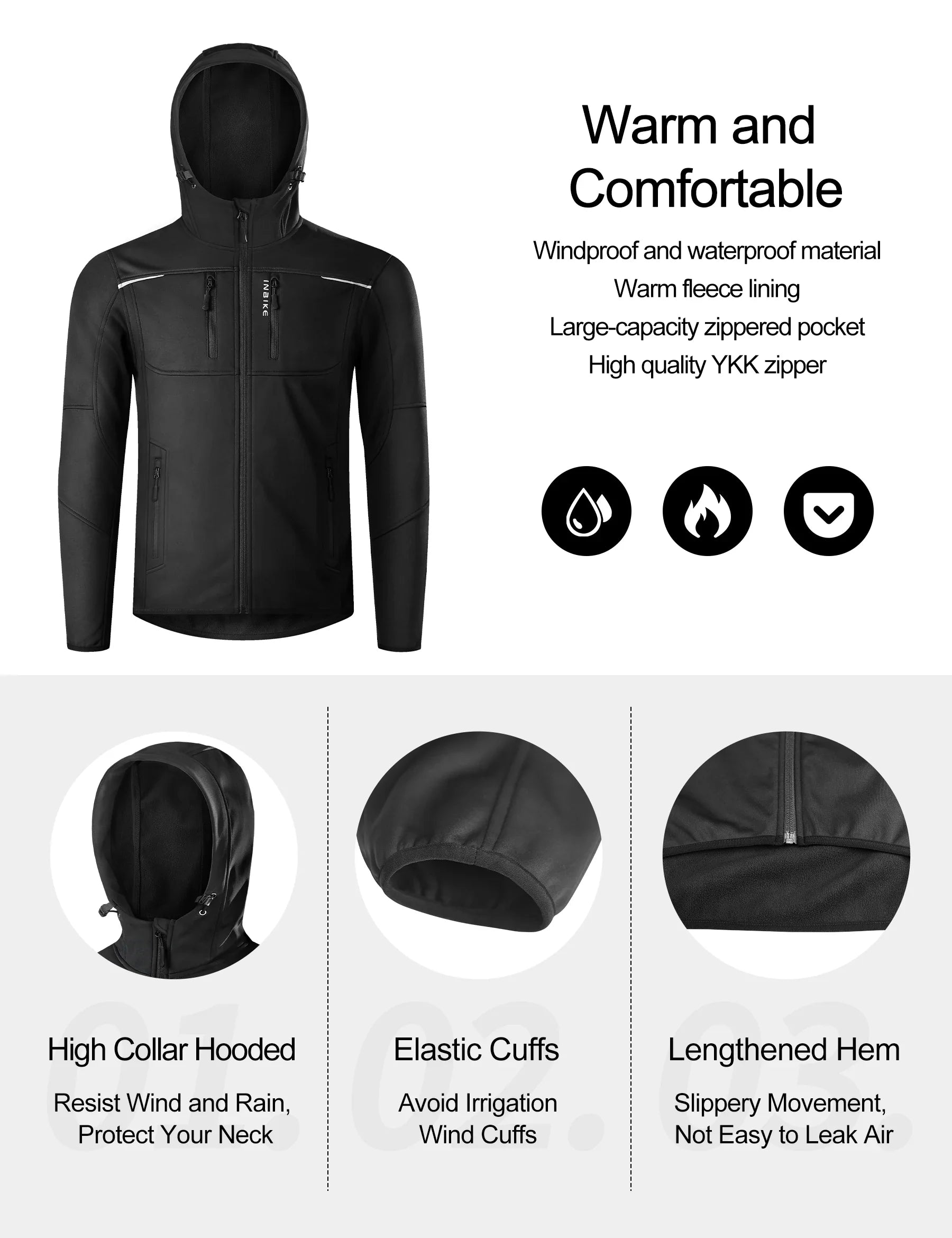 Winter Cycling Jackets Man Warm Thermal Windbreaker for Men Hooded MTB Bike Jackets for Riding Windproof Bicycle Clothing