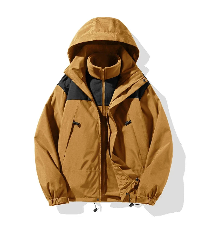 New Three-in-one Outdoor Jackets Simple Fashion Suitable Men Women Wear Waterproof Breathable Fabric Camping Skiing Warm Jacket