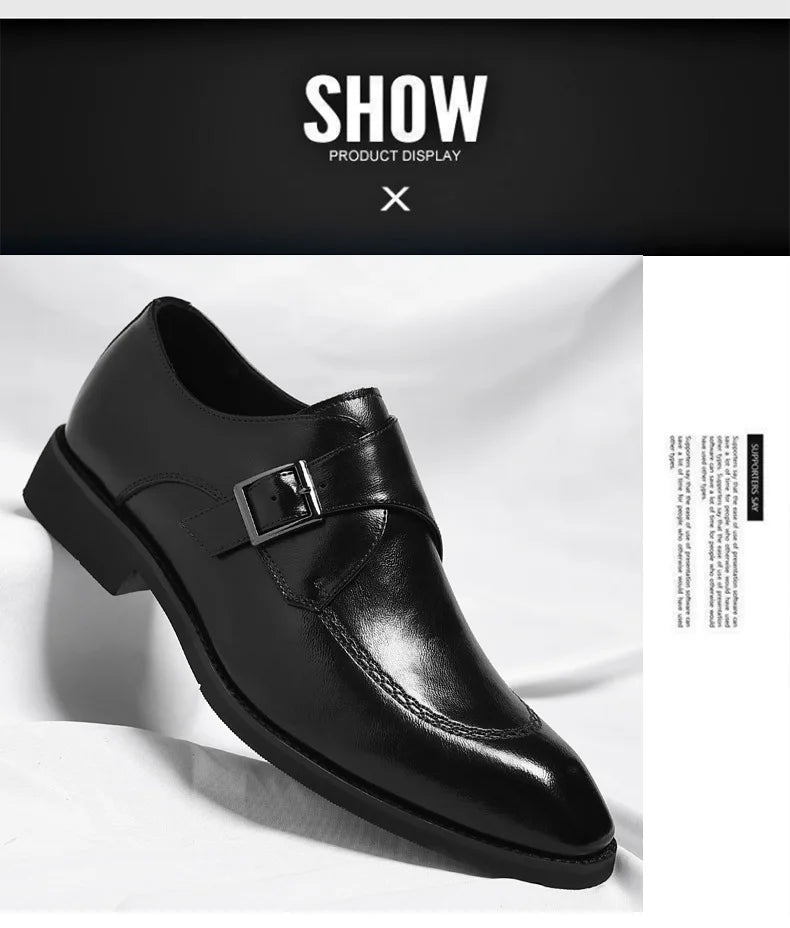 Buckle Designer Big Size Dress Shoes for Men Spring Autumn Solid Color Cow Leather Shoes Male Fashion Business Casual Shoe Man