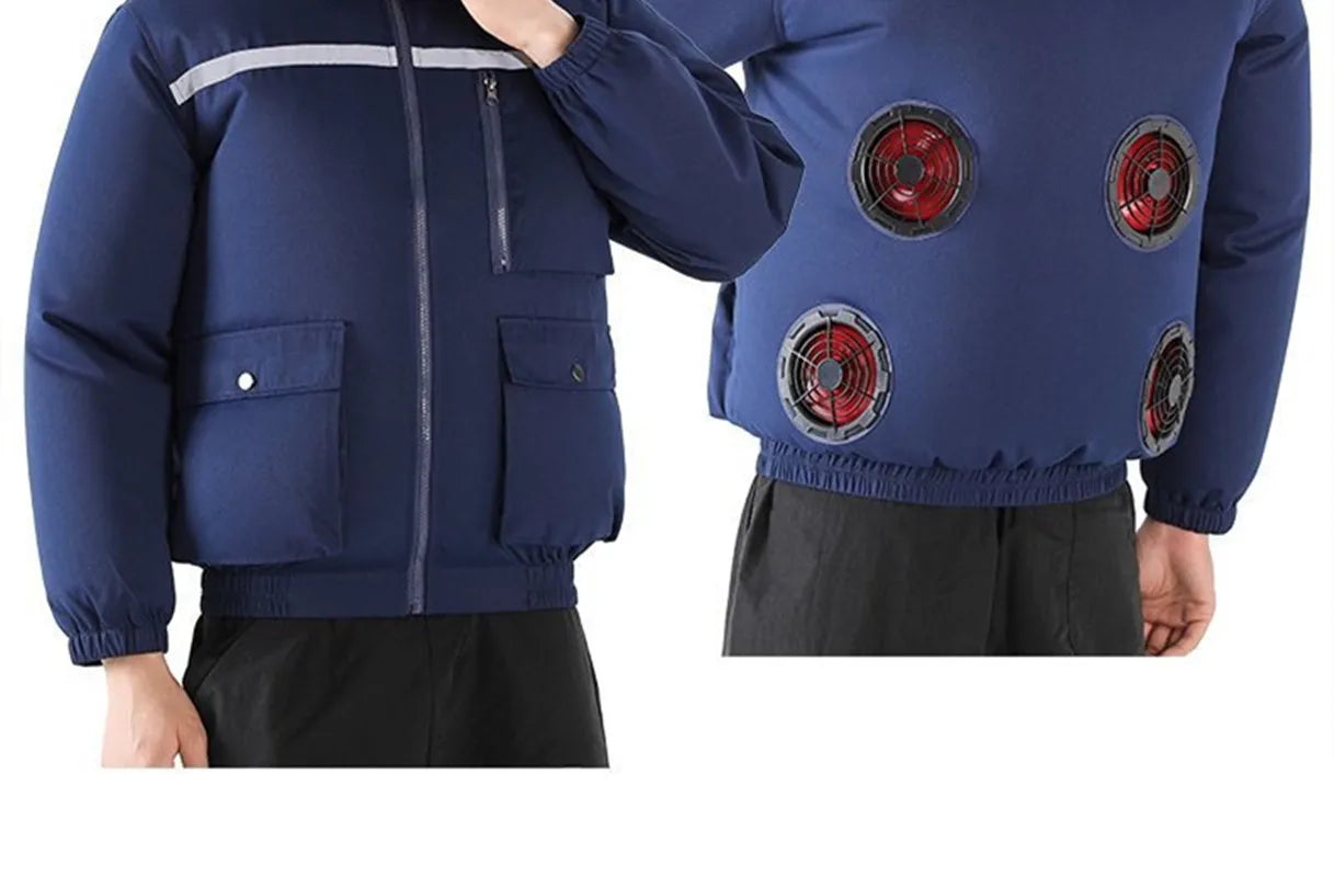 New Casual Loose Cooling Electric Fan Air Conditioning Suit Men Construction Site Outdoor Work Suit With 4 Fans Cooling Coat