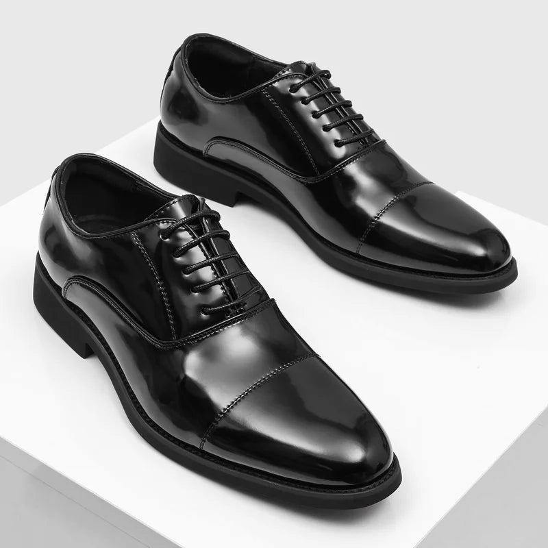 Men's Dress Shoes Size 38-46 Fashion Man Pointed Toe Oxford Shoes Lace-Up Brogue Footwear Buckle Business Wedding Shoes Sneakers