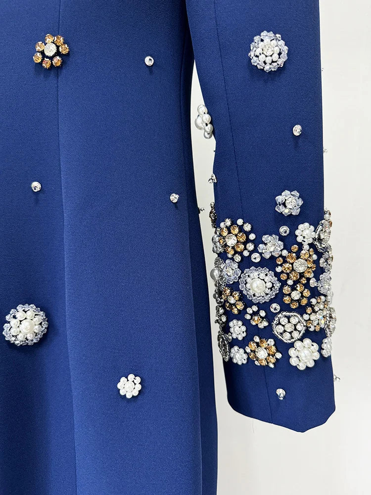 Newest Fashion 2026 Designer Party Vestido Women's Formal Long Sleeve Luxurious Beaded Long Maxi Dress