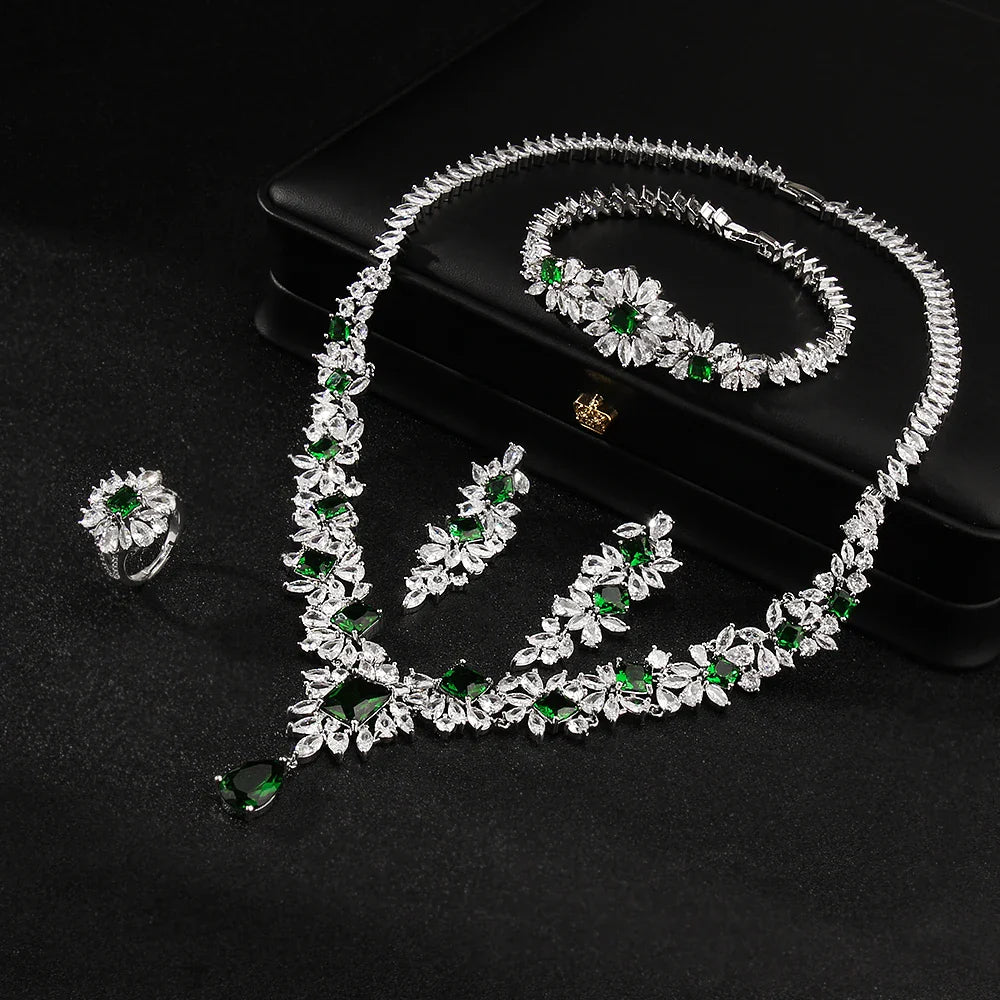 Noble Vivid Flower Appearance Design Necklace And Earring Fine Decoration Wedding Party Charming Jewelry Set
