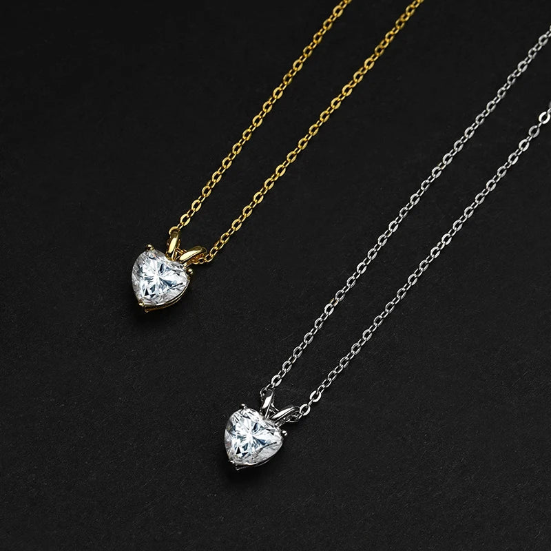 1ct Certified Heart Cut Moissanite Necklace for Women Classic 100% S925 Sterling Silver Pendant Jewelry Wholesale GRA