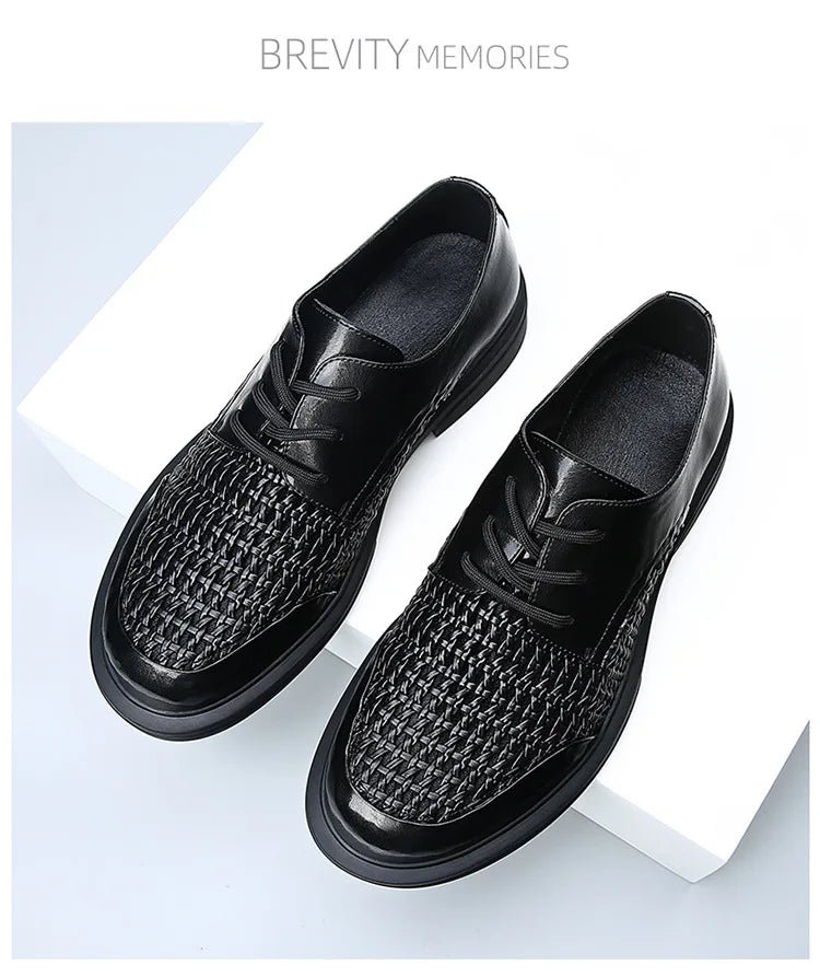 Summer Hallow Breathable Elegant Shoes Man Black Fashion Business Casual Shoe Male Lace Designer Leather Shoes for Men