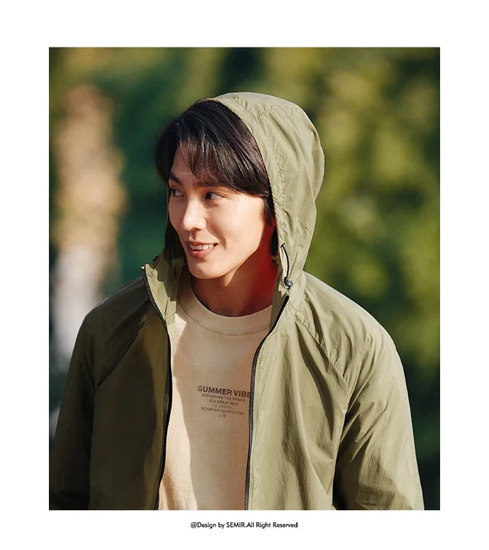 Jacket Men'S Summer Foldable Storage Top Simple Casual Style Hooded Couple