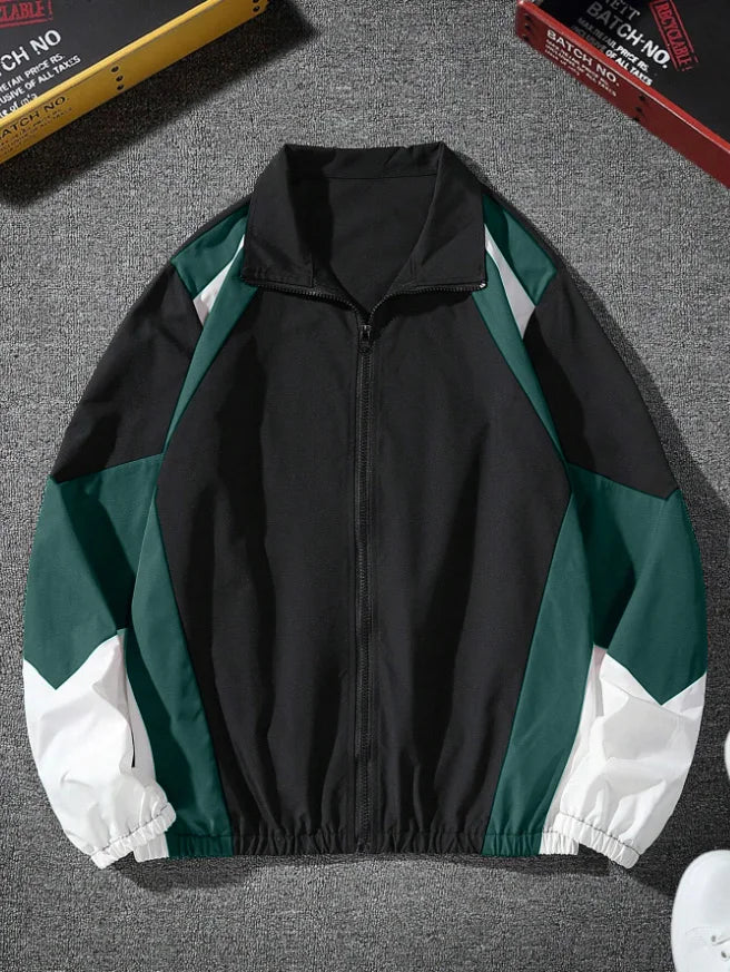 Men's Color-Blocked Jacket, Lightweight, Casual, Travel, Windproof and Wear-Resistant, High-Quality Fabric, Boyfriend Gift