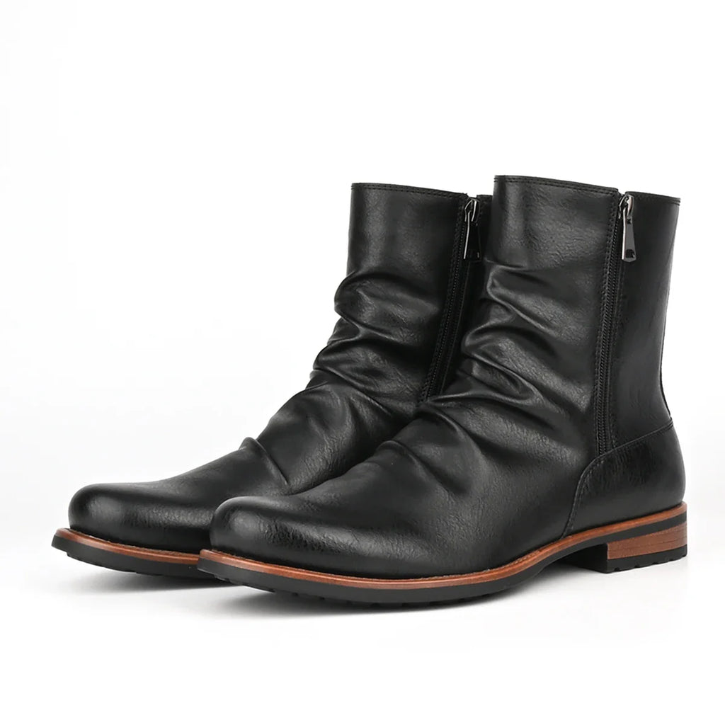 Men's British style low heeled retro boots for daily casual wear