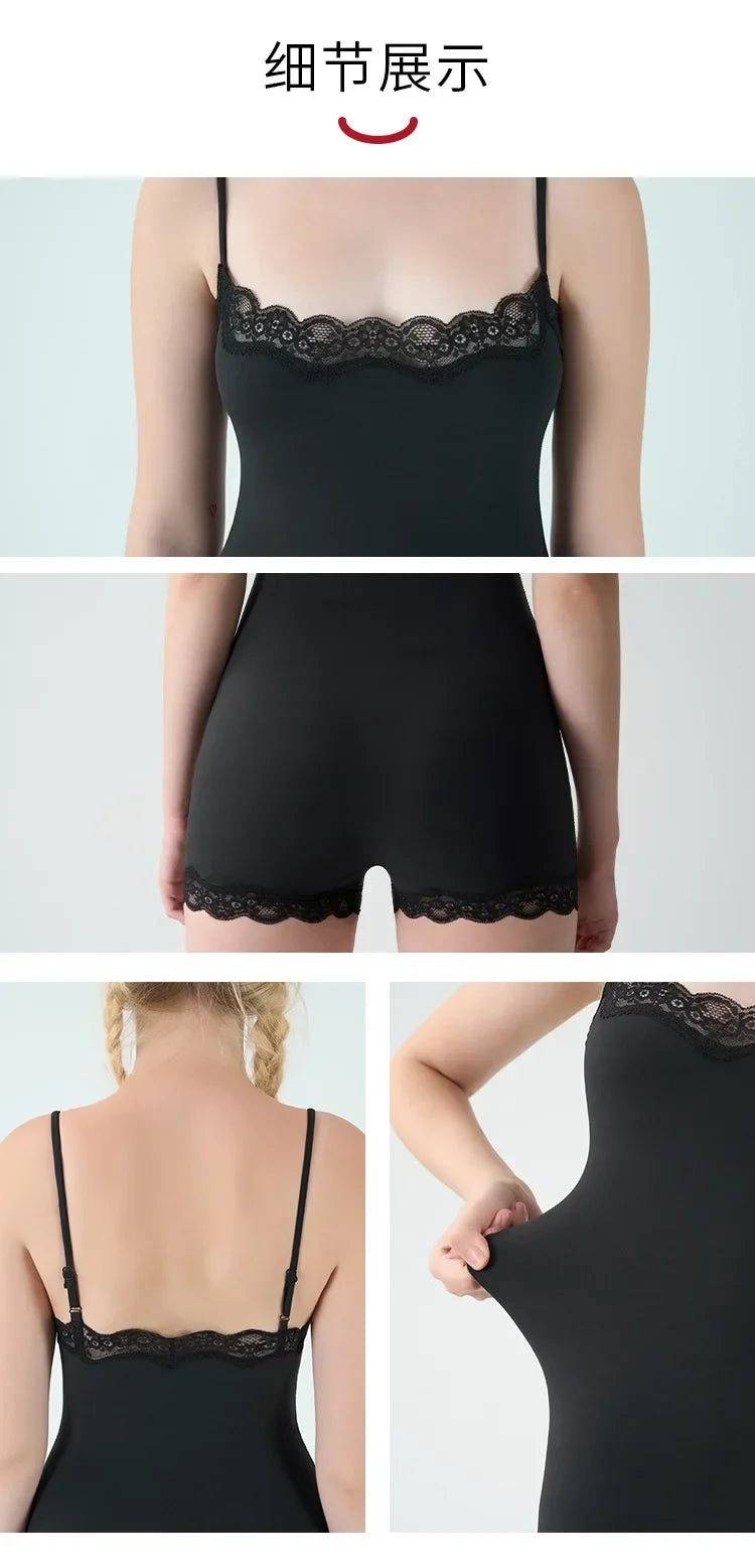 Lace Bodysuit for Women -Adjustable Straps Slim Fit Backless Jumpsuit, Breathable Lifting Seamless Underwear Sexy Lingerie