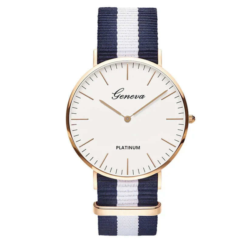 Top Brand Luxury Women Watches Fashion Stripe Nylon Strap Ladies Quartz Wristwatch Simple Casual Watch Women Clock Montre Femme