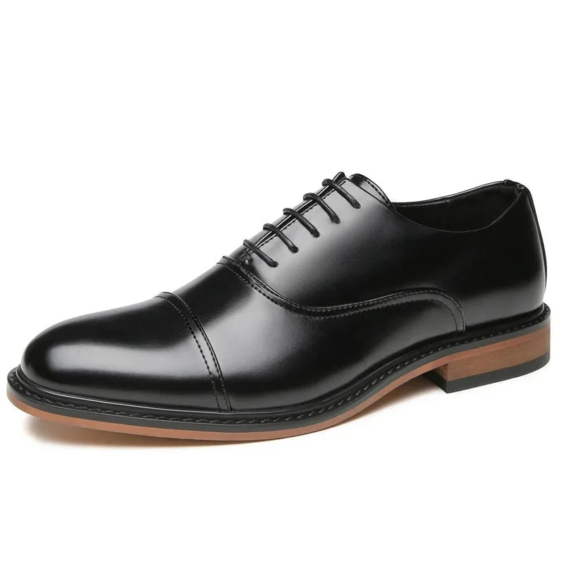 Office Men's round Toe Business Shoes Summer 2024 Formal Leather Oxford Derby Korean Style Wedding Single Shoes Microfiber