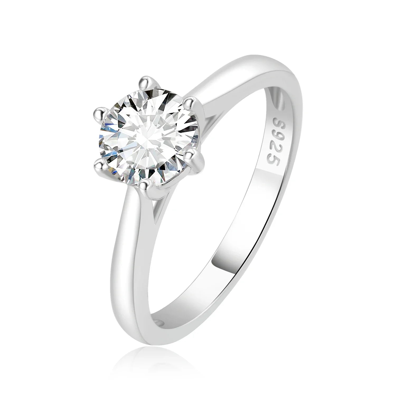 Moissanite D Color 0.5ct 1ct 2ct Round Cut S925 Sterling Silver Solitaire Wedding Engagement Ring for Women