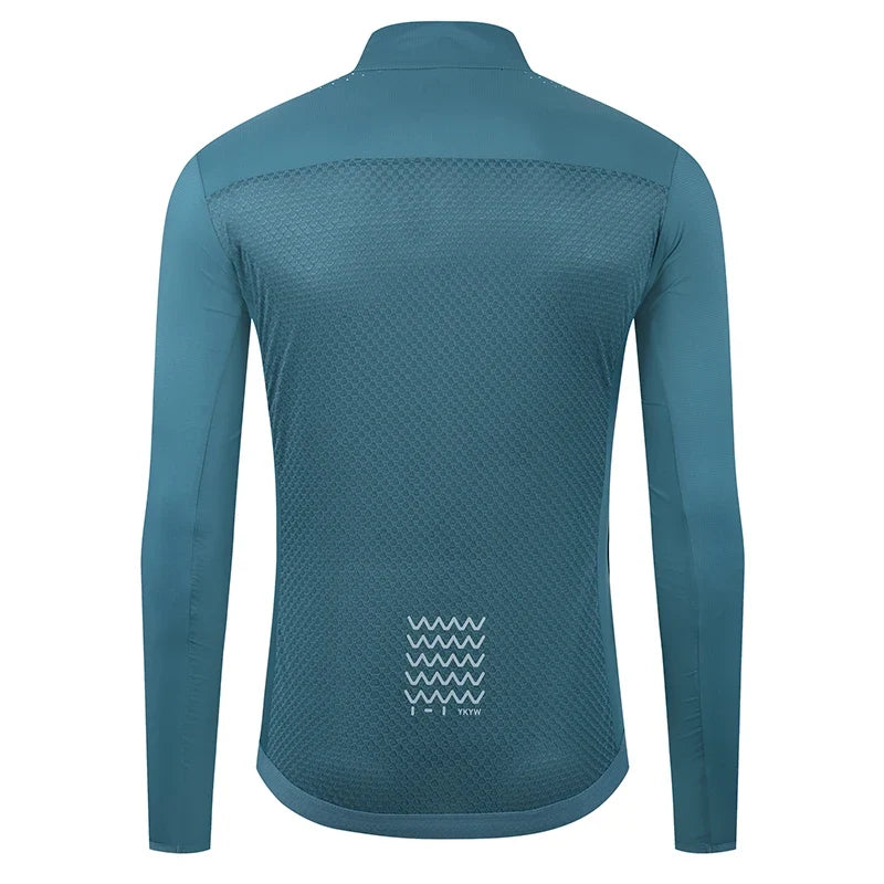 Men Windproof Waterproof Long Sleeve Cycling Jacket YKK Double Zipper Breathable MTB Bike Clothing Tops Pro Team Jersey