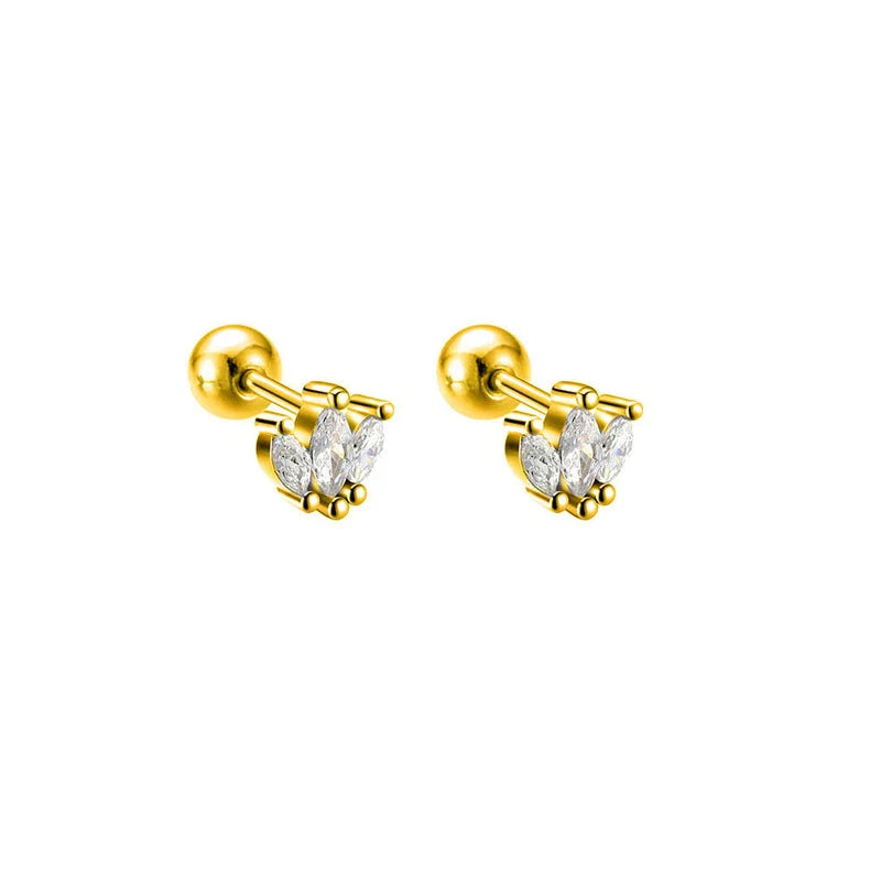 925 Sterling Silver Fashion Simple Golden Flower Beads Small Stud Earrings for Women Teen Piercing Jewelry Accessories