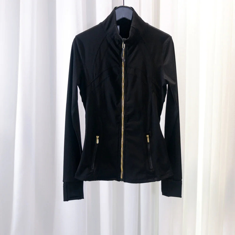 New Version Gold Zipper Slimming Jacket Yoga Stand Collar Coat Slim Fit Quick-Dry Sports Thin Twilight Rose Gold Summer
