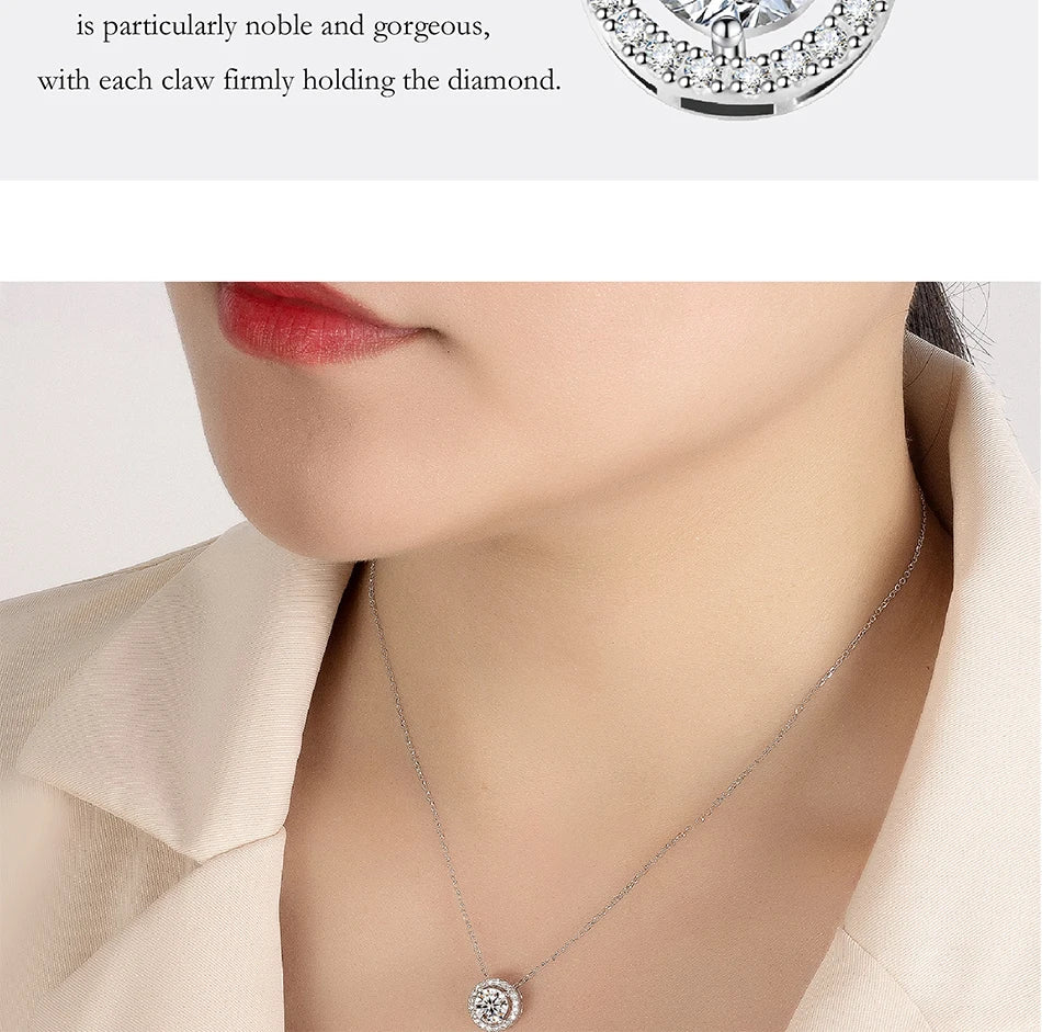 0.5/1/2CT Moissanite Necklace for Women S925 Pure Silver Round Laboratory Diamond Pendant Fashionable Wedding Jewelry