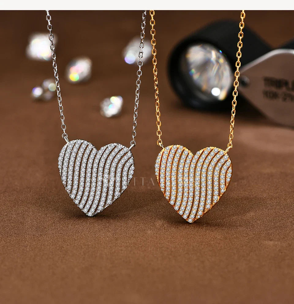 2024 New Luxury  D VVS1 Color Moissanite Necklace for Women Heart Shape Sparkling 100% 925 Sterling Silver Fine Jewelry