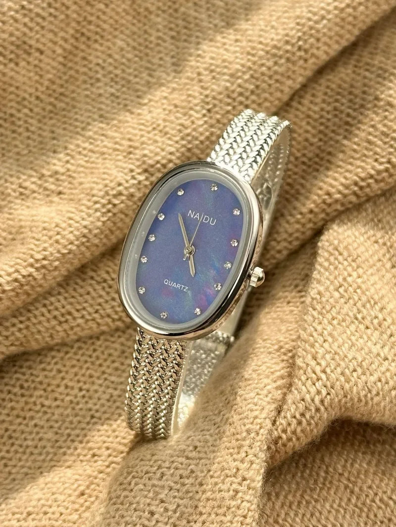 Luxury Oval Dial Rhinestone Watch New Brand Quartz Watch for Women Adjustable Stainless Steel Strap Wristwatches Wholesale Gift