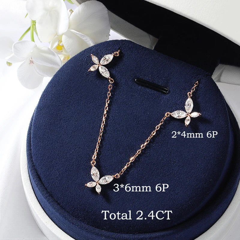 18K Plated Marquise Cut Moissanite Necklace Pendant for Women Girls Gift Lab Diamond Chain 925 Sterling Silver Jewelry