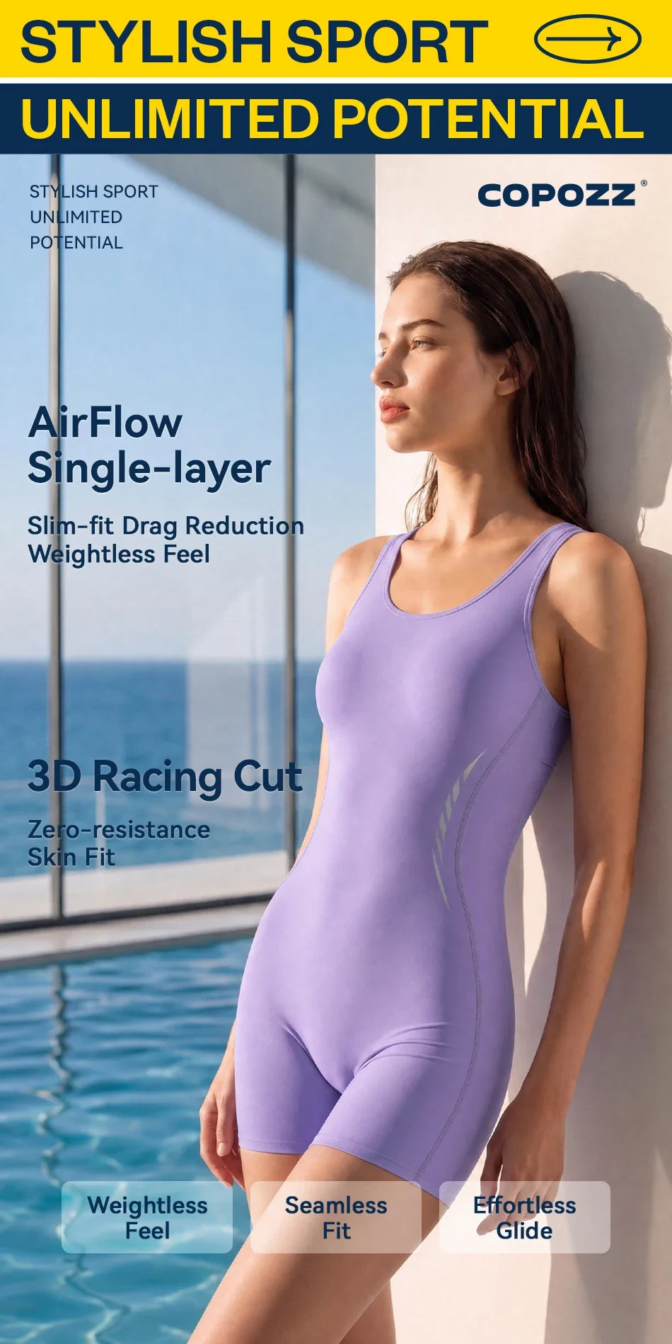 COPOZZ 2026 Sleeveless Women Swimsuit One Piece Rash Guard Sun Protection Swimwear Girls Surfing Bodysuit UPF50+ Bathing Suit