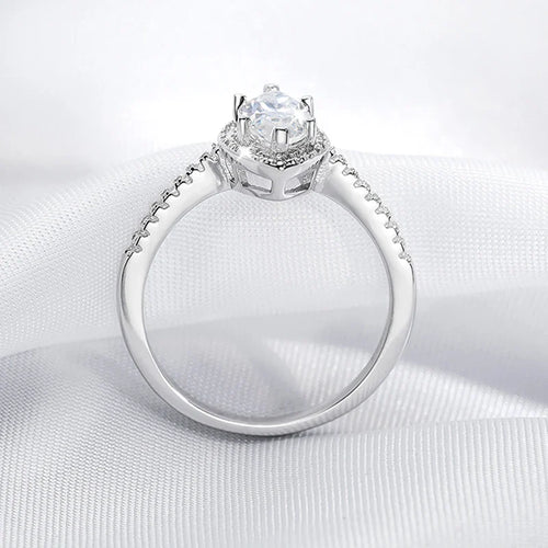 1CT Marquise Cut Certified Moissanite Rings for Women Simulated Diamond Wedding Band S925 Sterling Silver Jewelry