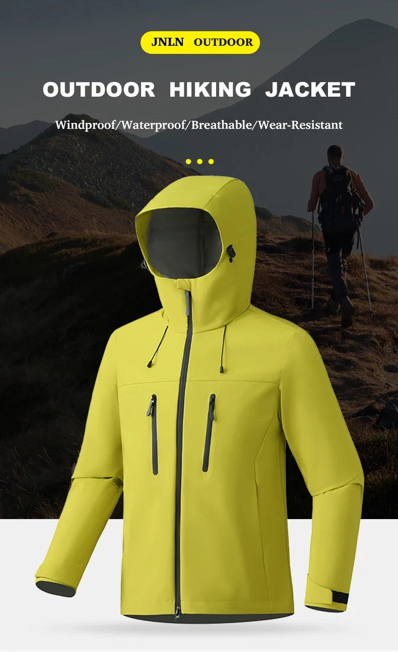 Unisex Waterproof Windbreaker Jacket - Single-Layer Raincoat for Hiking, Camping - Certified Moderate Rain Protection