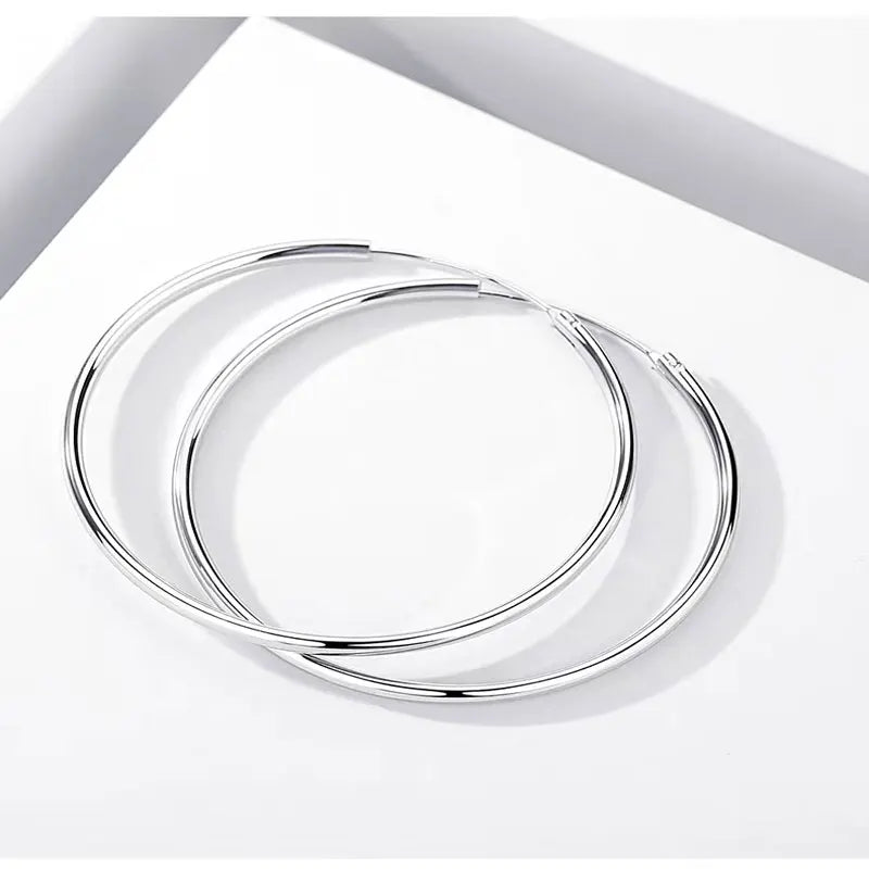 Fashion S925 Earrings 3-7CM Diameter Big Hoop Earrings For Women  Platinum Plated Ear Rings Cерьги Kольца