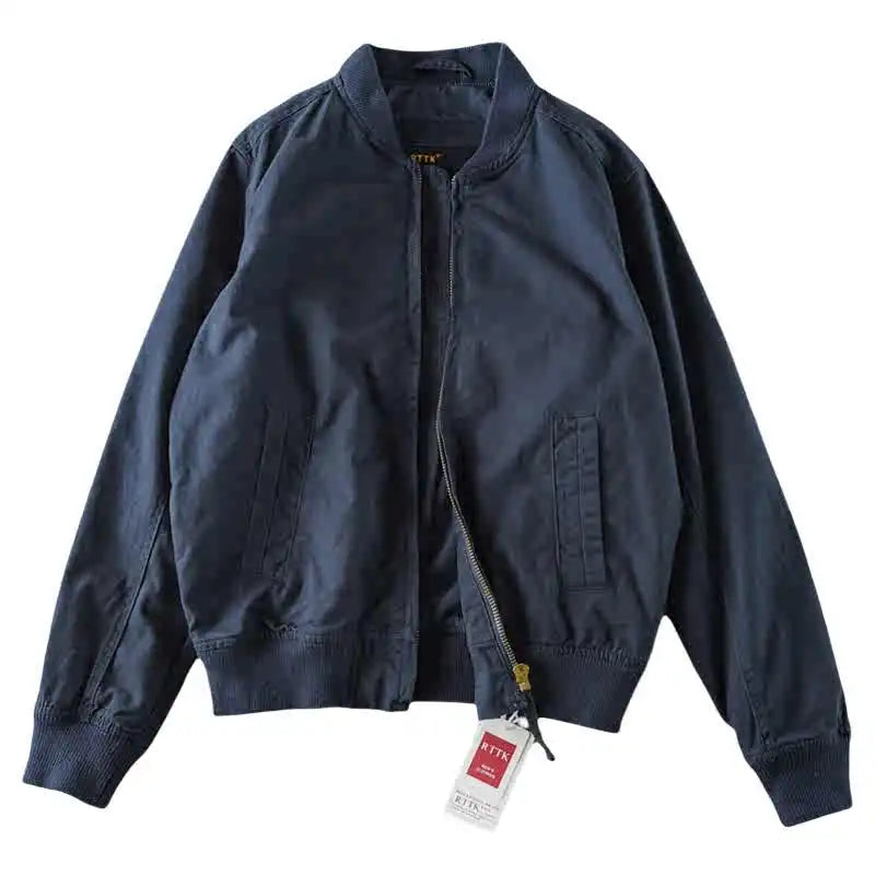 2025 Spring And Autumn New American Retro Men's Solid Color Twill Baseball Clothes 100% Cotton Fashion Wash Leisure Jacket Coat
