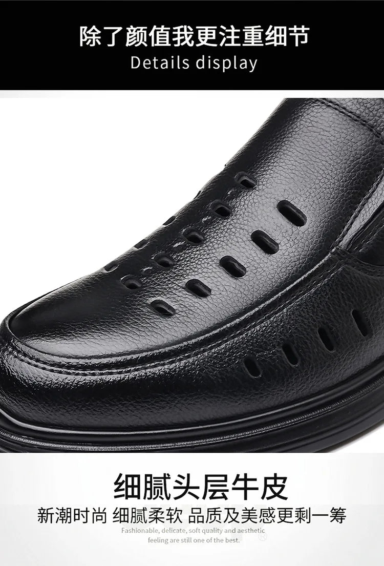 2026 New Designer Breathable Hallow Leather Shoes for Men Black Fashion Summer Shoes Male Britsh Business Casual Shoes Man