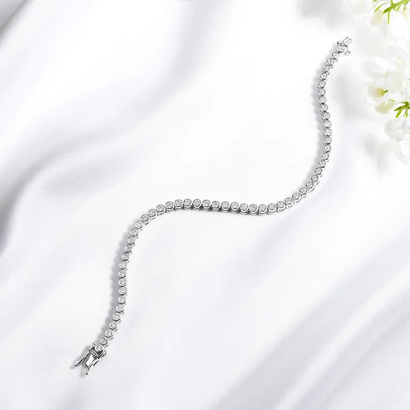 3 Colors 2/3mm Bubbles All Moissanite Tennis Bracelet for Women Men Bangles Full Diamond Pure 925 Silver Chain Jewelry