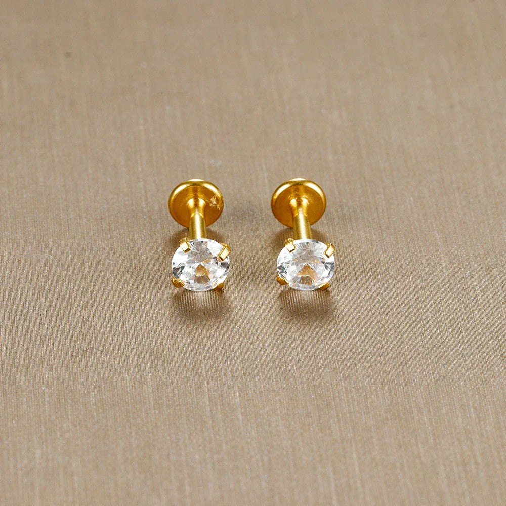 2PC Labret Tragus Stud Earrings 16G Surgical Stainless Steel CZ Crystal  Monroe Helix Cartialge Conch Medusa Lip Body Piercing