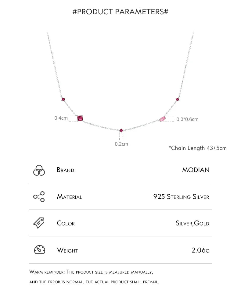 925 Sterling Silver Rainbow Colorful Zirconia Pendant Necklace Shiny Geometric Chain Neck For Women Party Jewelry Gift