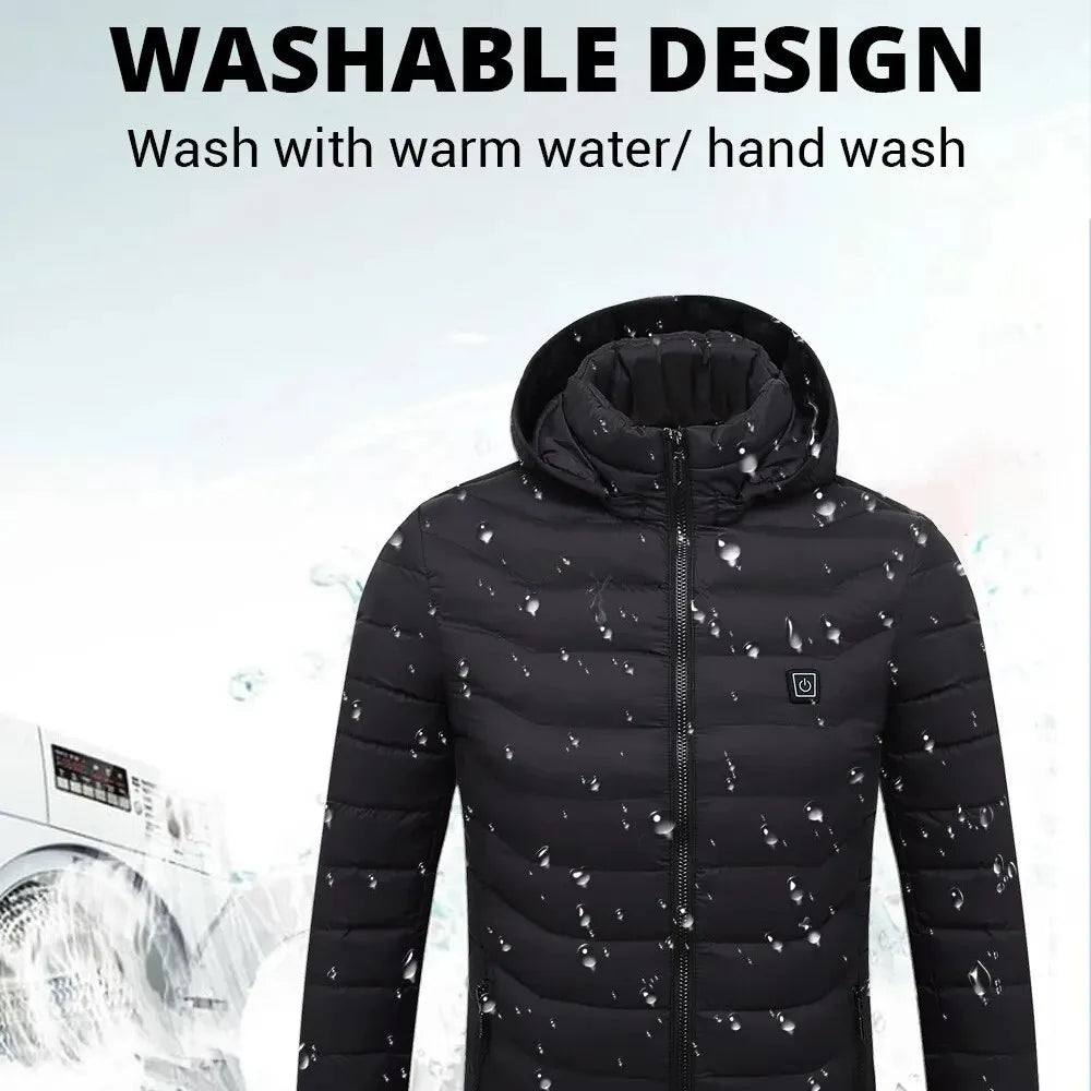 Self Heated Jacket Men Women USB Heated Clothing Cotton Washed Winter Thermal Skiing Camping Hiking Jacket 2-21 Areas Warm Coats