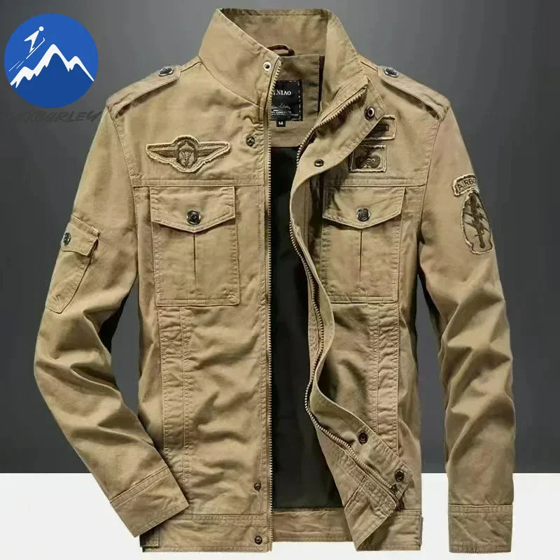 2025 جاكيت طيارين كاجوال جديد للرجال مقاس كبير 6XL Jaqueta Masculina ملابس عمل للربيع والخريف معطف رجالي كارغو