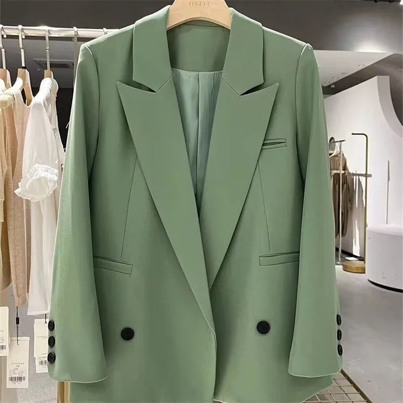 Yellow Casual Women's Small Suit Jacket Trendy  Design Spring Autumn New Korean Style Long Sleeve Fashion Top