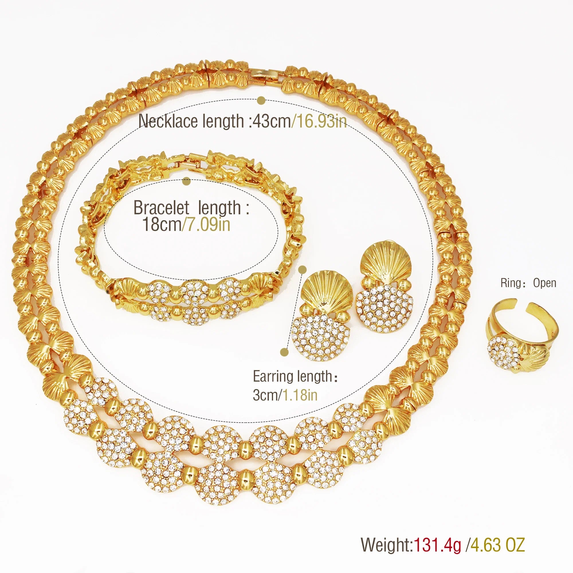 latest Italian Ladies Fine Jewelry Sets Gold Color Women Necklace Earrings African Big Jewelry Wedding Party Gift