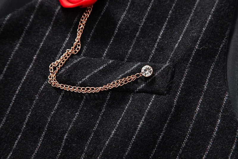 Men's Suit West Retro Striped Mail Single Breasted Waistcoat Wedding Groomsman Dress Banquet Business Daily Work Outfit Top Coat