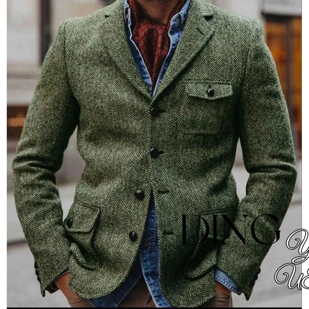 Hot Sale Men's Herringbone Jacket Slim Fit Single Breasted Man Suits Men's Suit Casual Blazers Male Coat With 3 Pockets