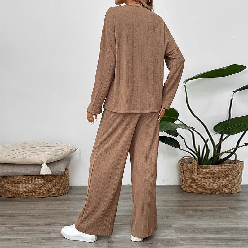 leisure solid color women's two-piece pants