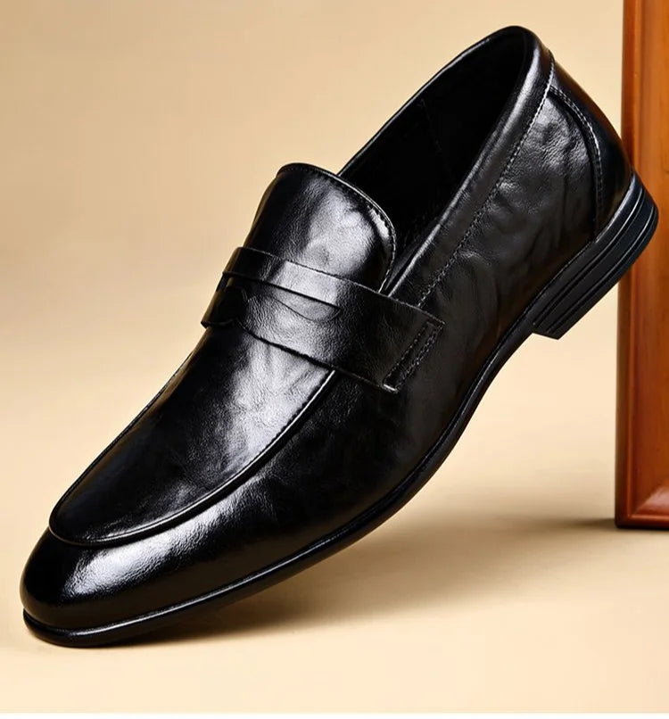Social Shoe Male Leather Casual Round Toe Men's Formal Shoes Business Luxury Designer Clothing Office Party Gentleman 2025 Trend