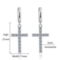 D VVS1 Cross Moissanite Earrings for Women Man GRA Certified Round Diamond Solid s925 Silver Plated 18k Hoop Earring